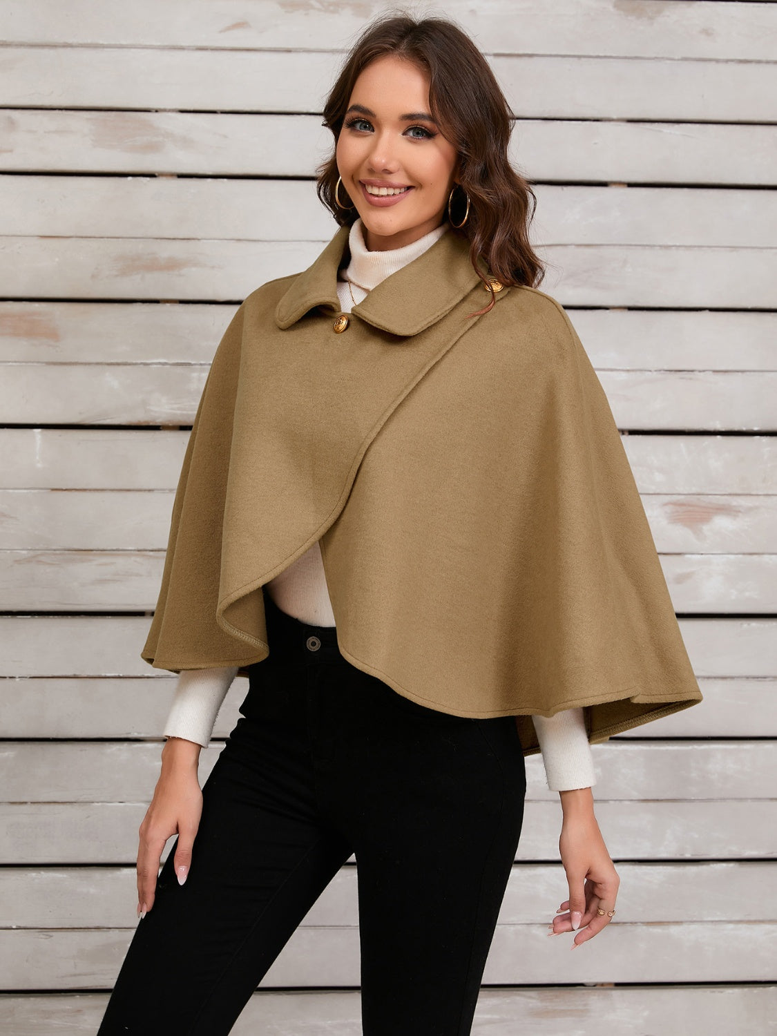 Collared Neck Cropped Cape - ShopEasier