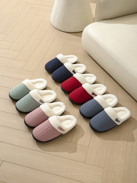 Cozy Horn Buckle Fuzzy Flat Slippers