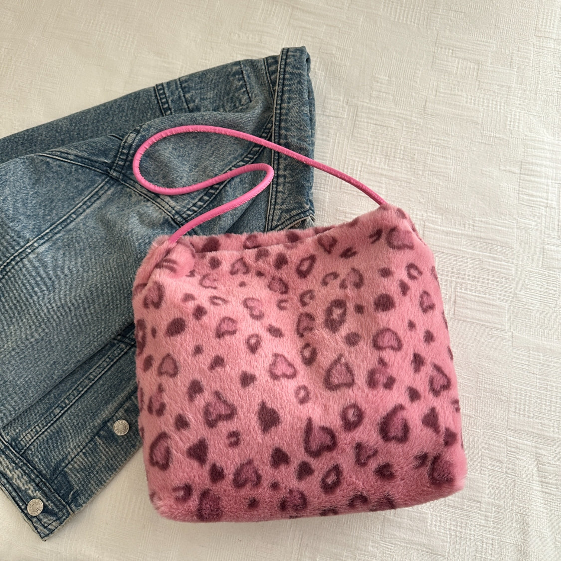 Wild Print Plush Shoulder Bag