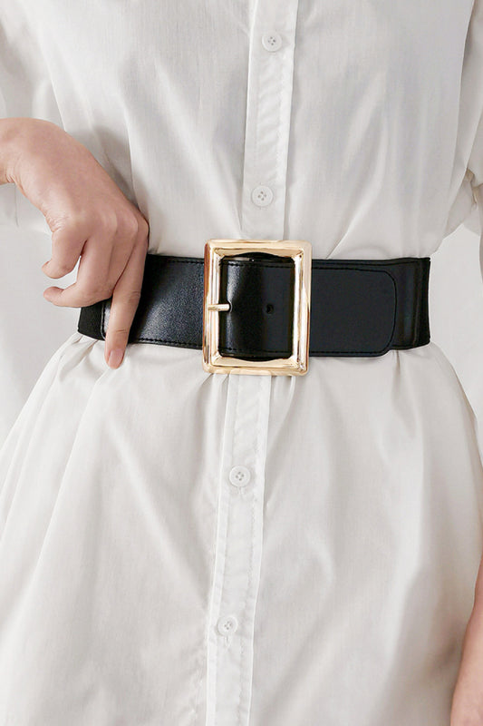 Wide Elastic Belt with Rectangle Buckle