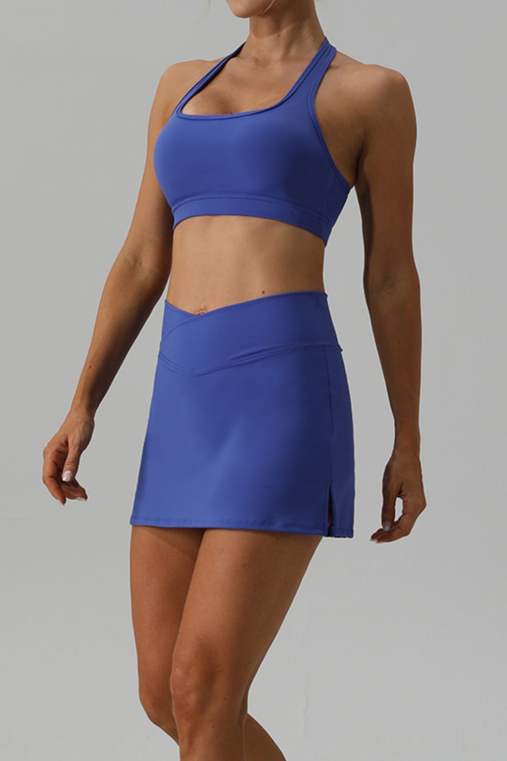 Halter Neck Tank and Slit Skirt Active Set - ShopEasier