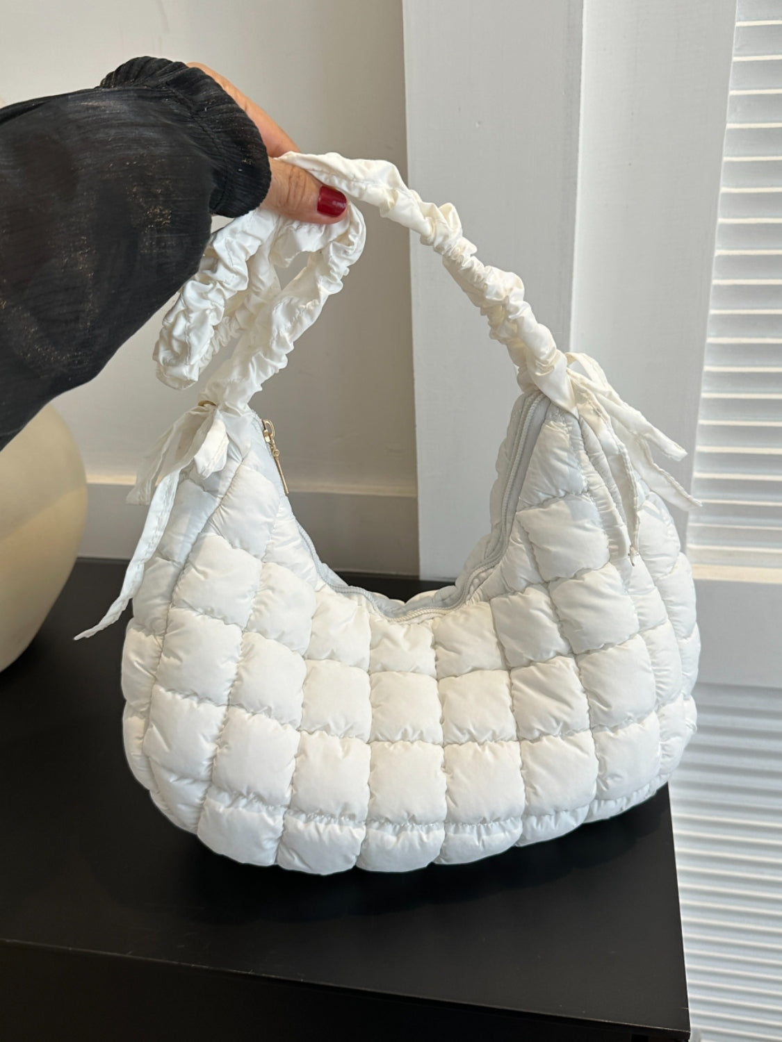 Bubble Texture Ruched Strap Quilted Shoulder Bag - ShopEasier