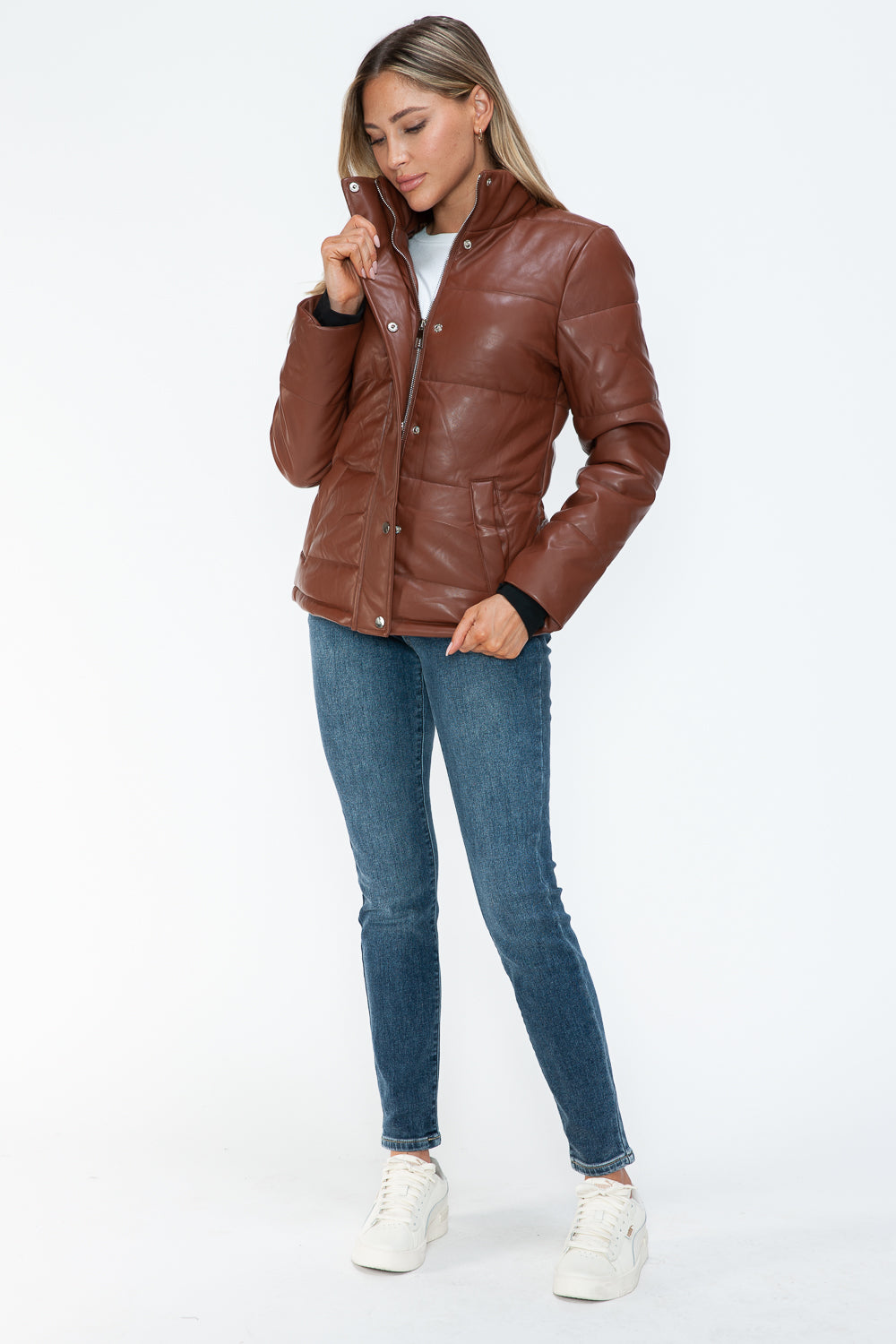 YMI Pocketed Zip Up Turtleneck Puffer Jacket - ShopEasier