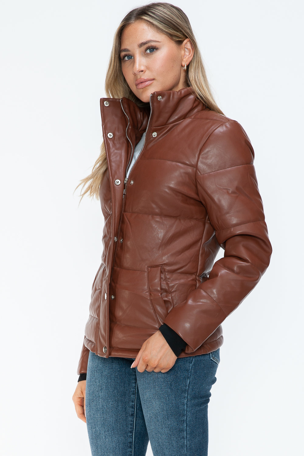 YMI Pocketed Zip Up Turtleneck Puffer Jacket - ShopEasier