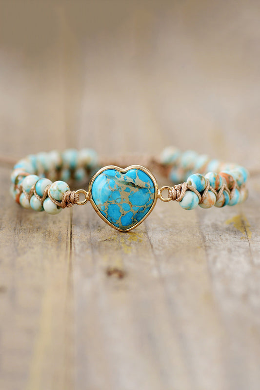 Artisan Crafted Heart-Shaped Natural Stone Bracelet