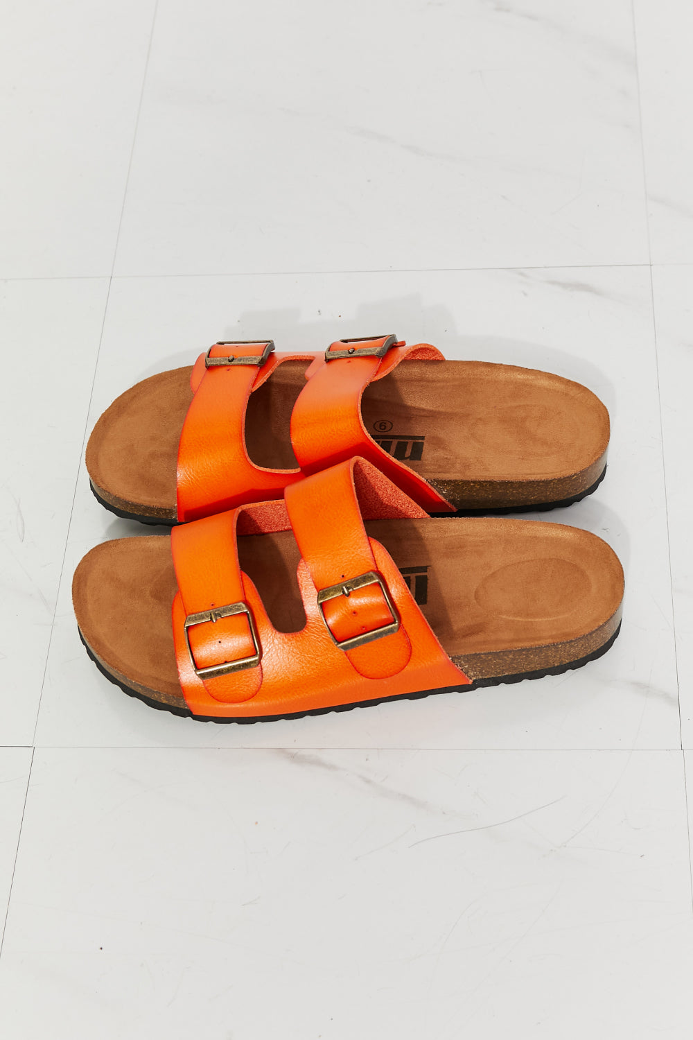 Vibrant Orange Double Banded Slide Sandals for Summer Fun