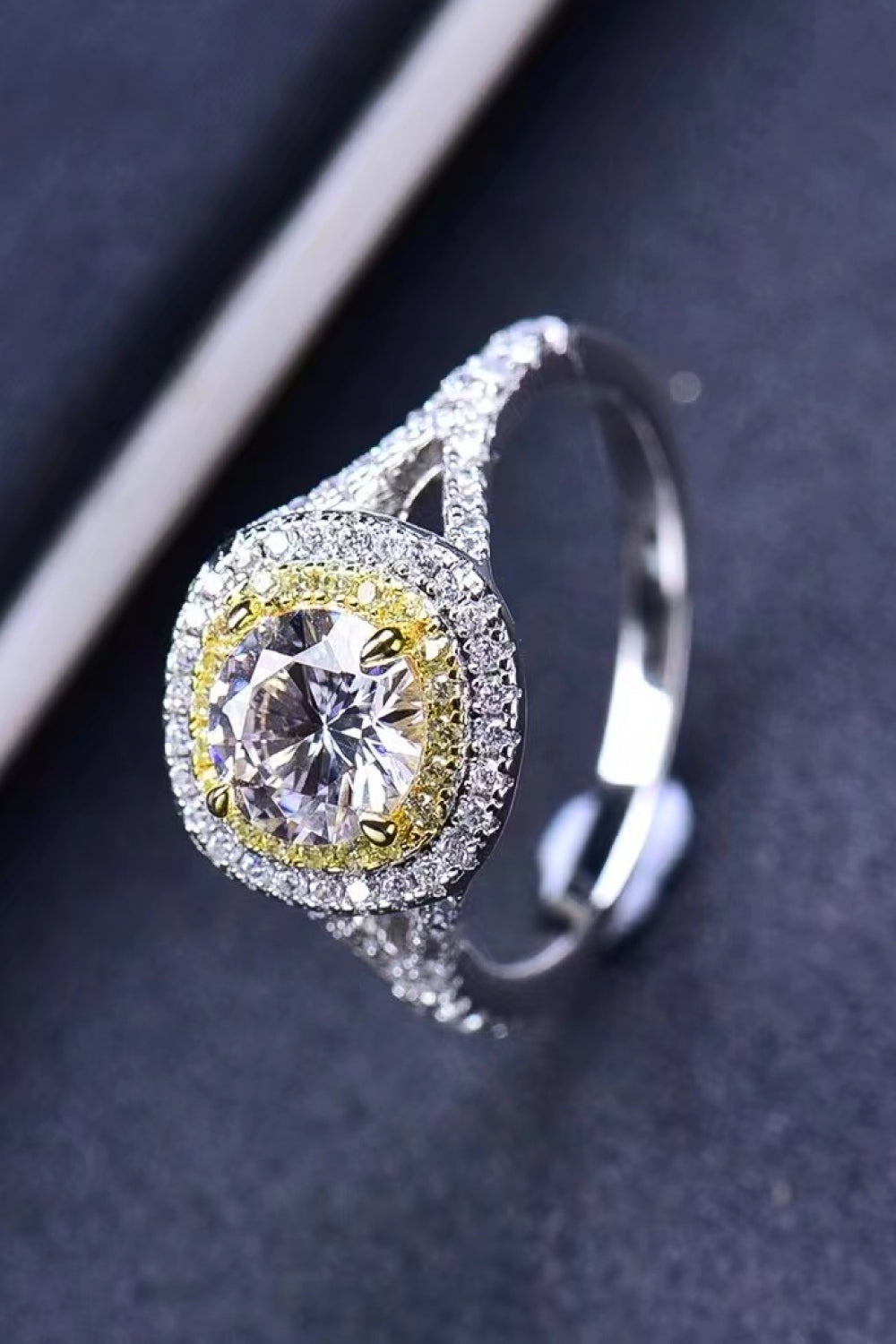 Modern Two-Tone 1 Carat Moissanite Engagement Ring