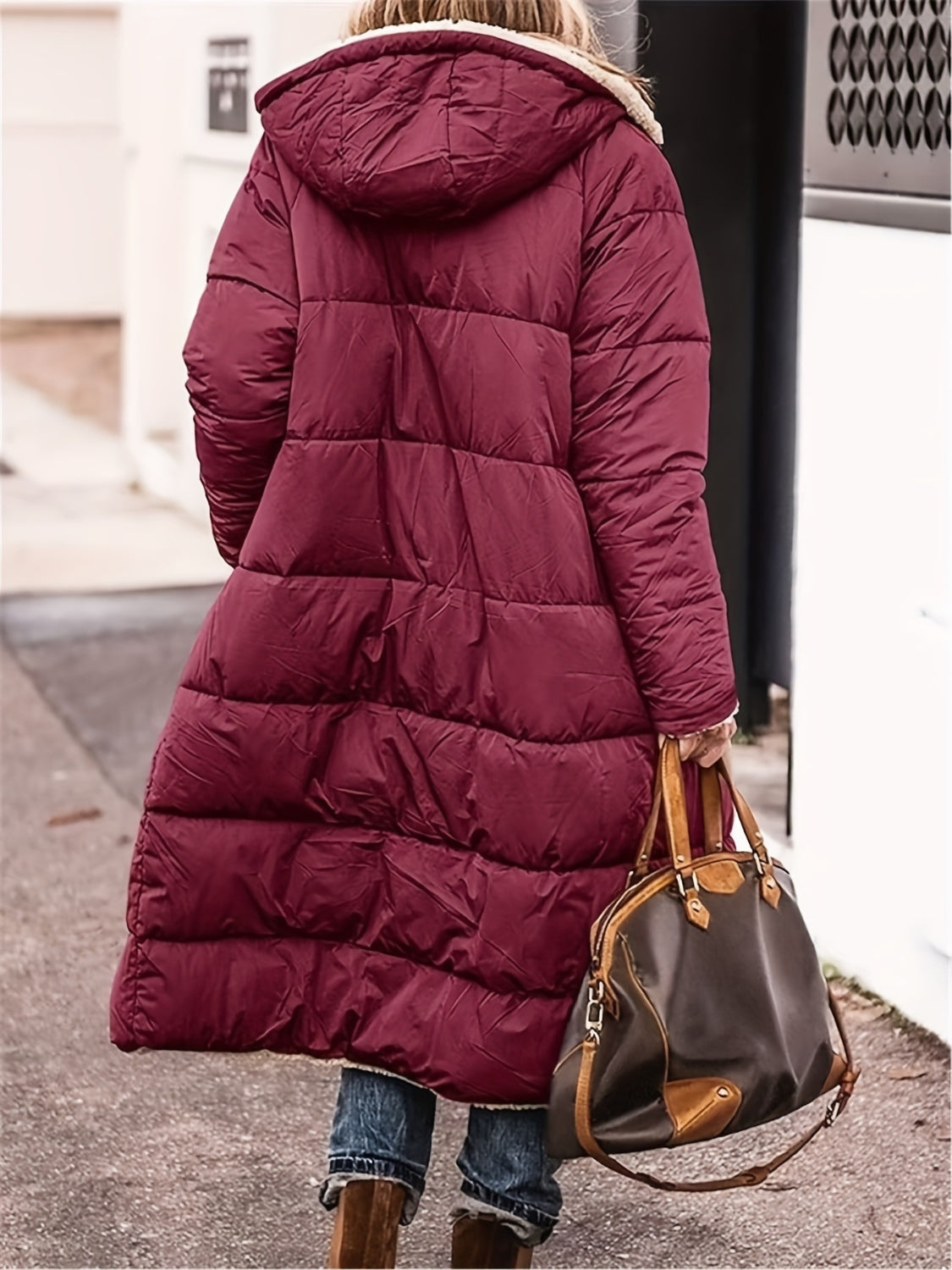 Full Size Zip Up Sherpa Hooded Coat - ShopEasier