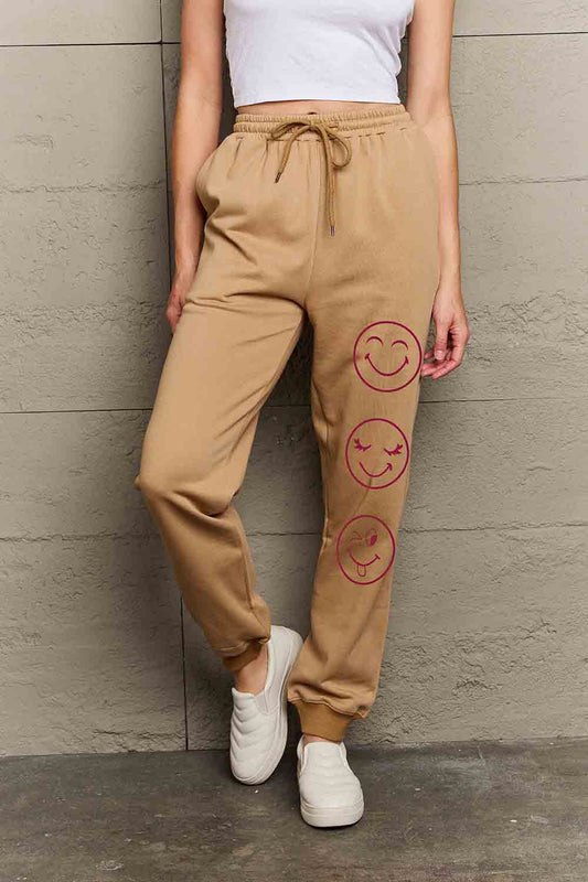 Casual Emoji Print Full-Length Sweatpants