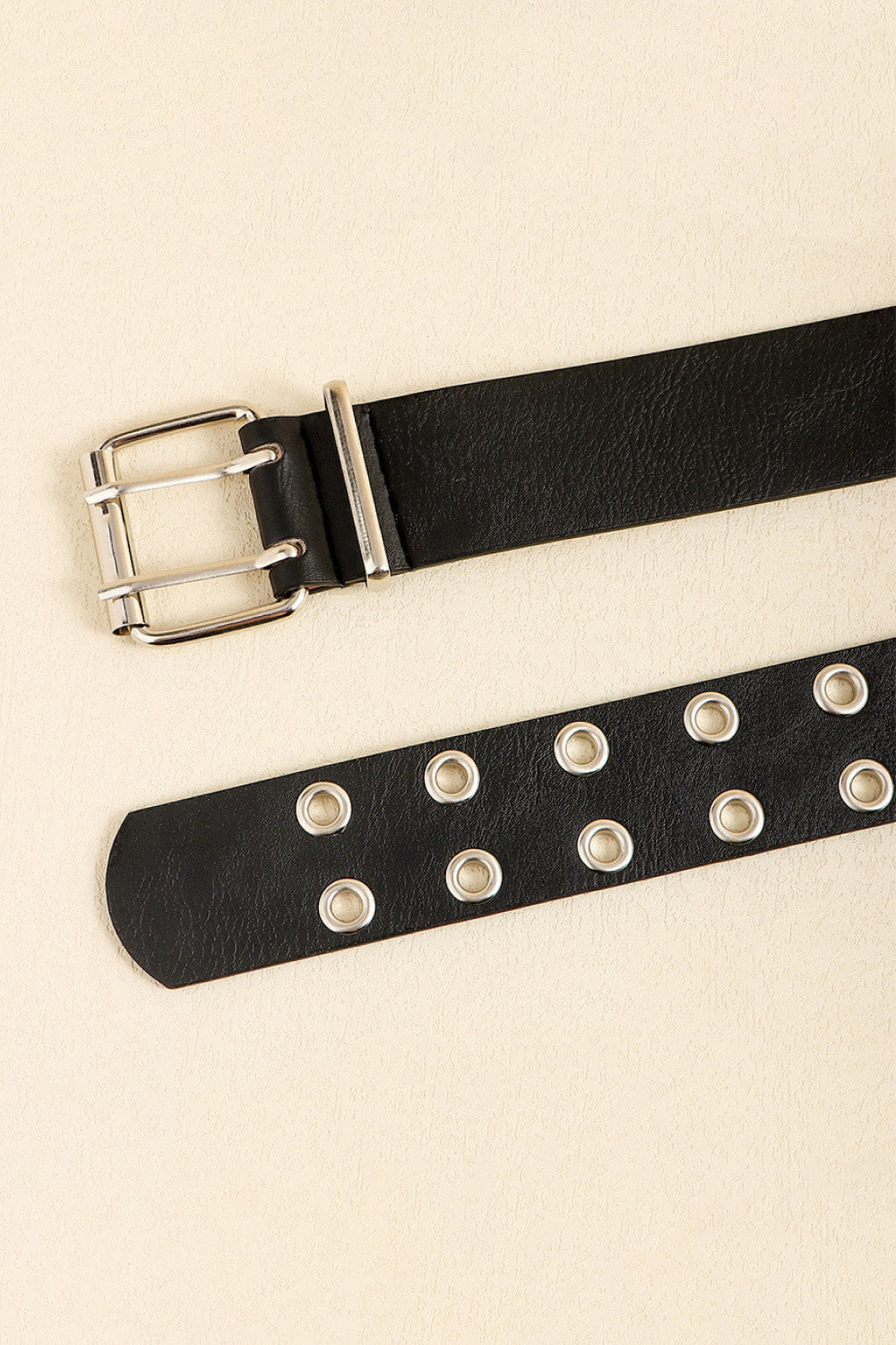 PU Leather Double Row Eyelet Belt