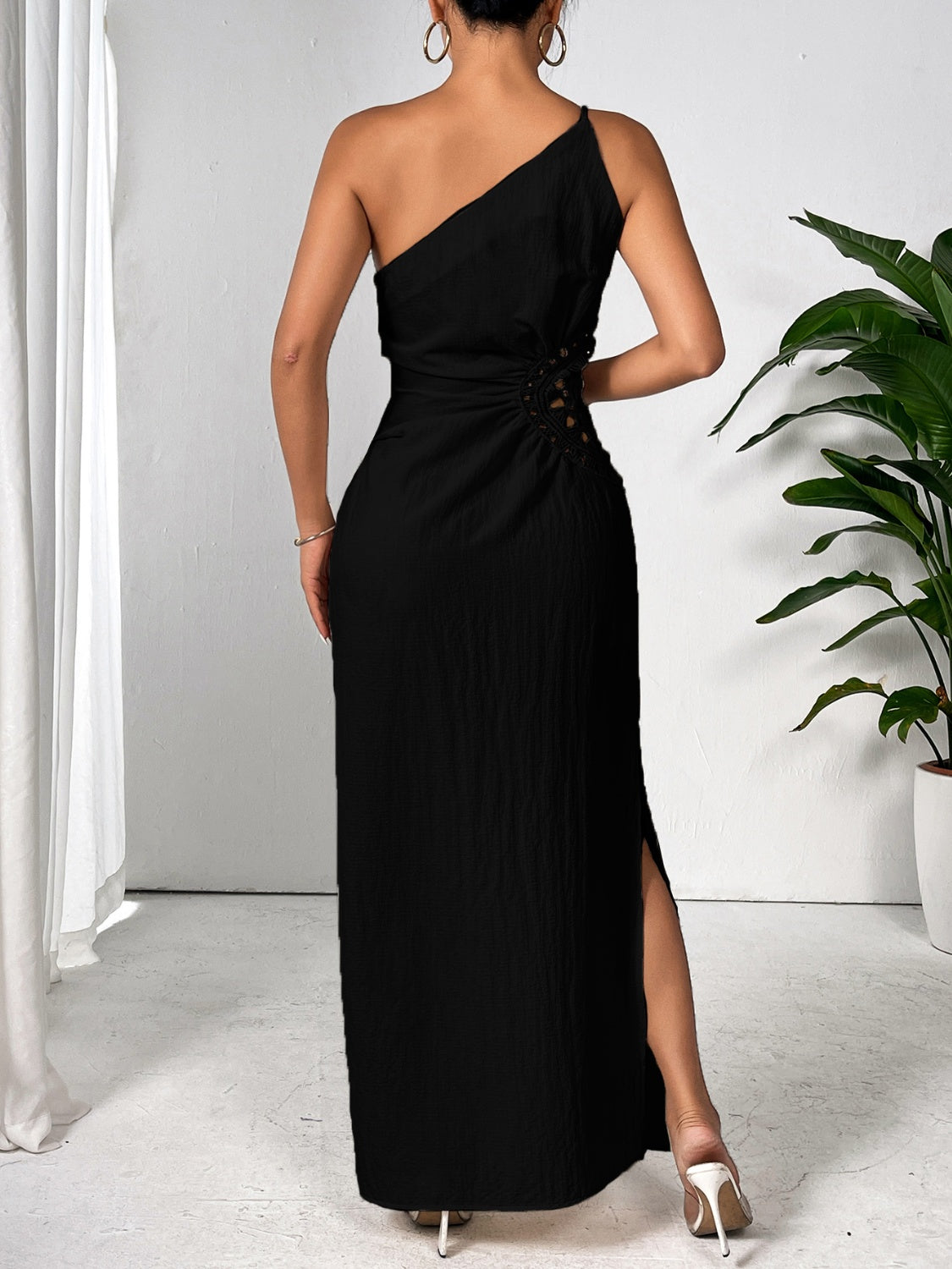 Honey Slit One Shoulder Sleeveless Maxi Dress - ShopEasier