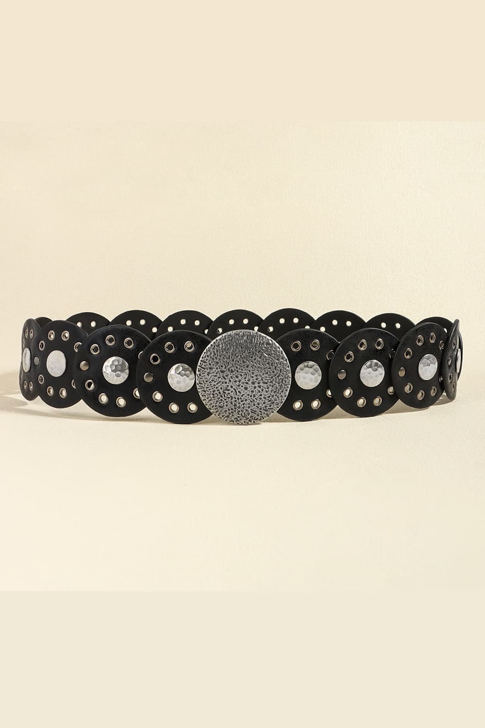 Circular PU Leather Belt with Alloy Buckle