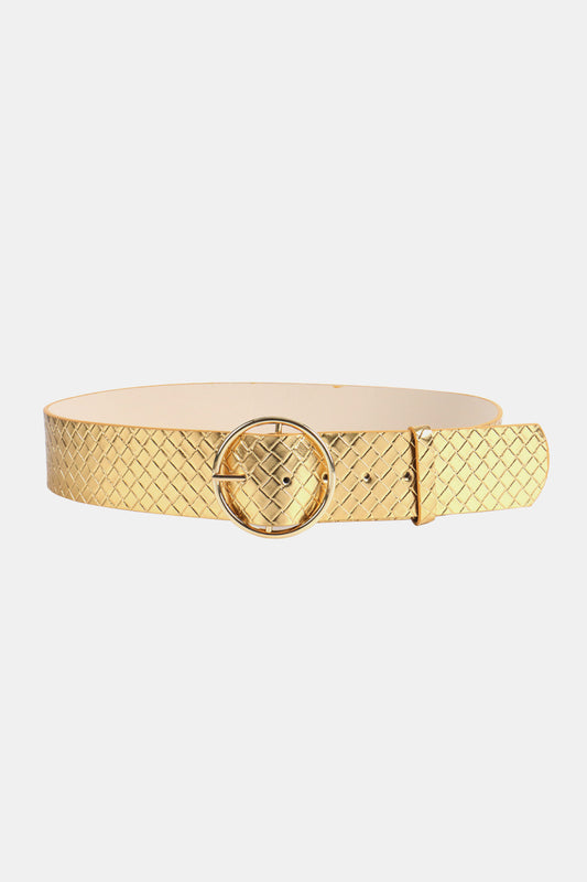 Round PU Leather Belt with Circle Buckle