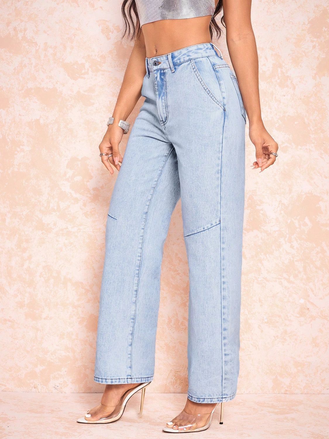 Straight Leg Jeans with Pockets - ShopEasier