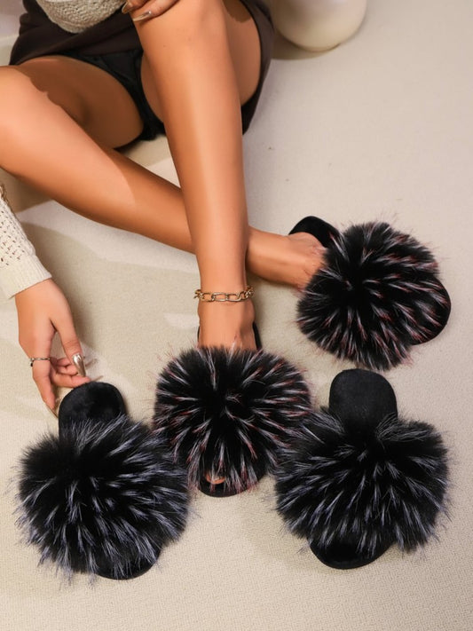 Cozy Open Toe Flat Slippers