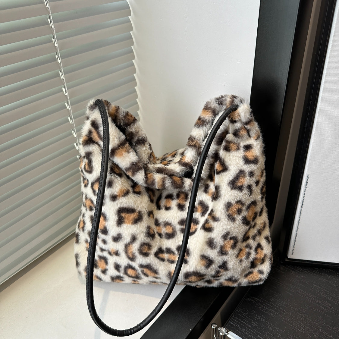 Wild Print Plush Shoulder Bag