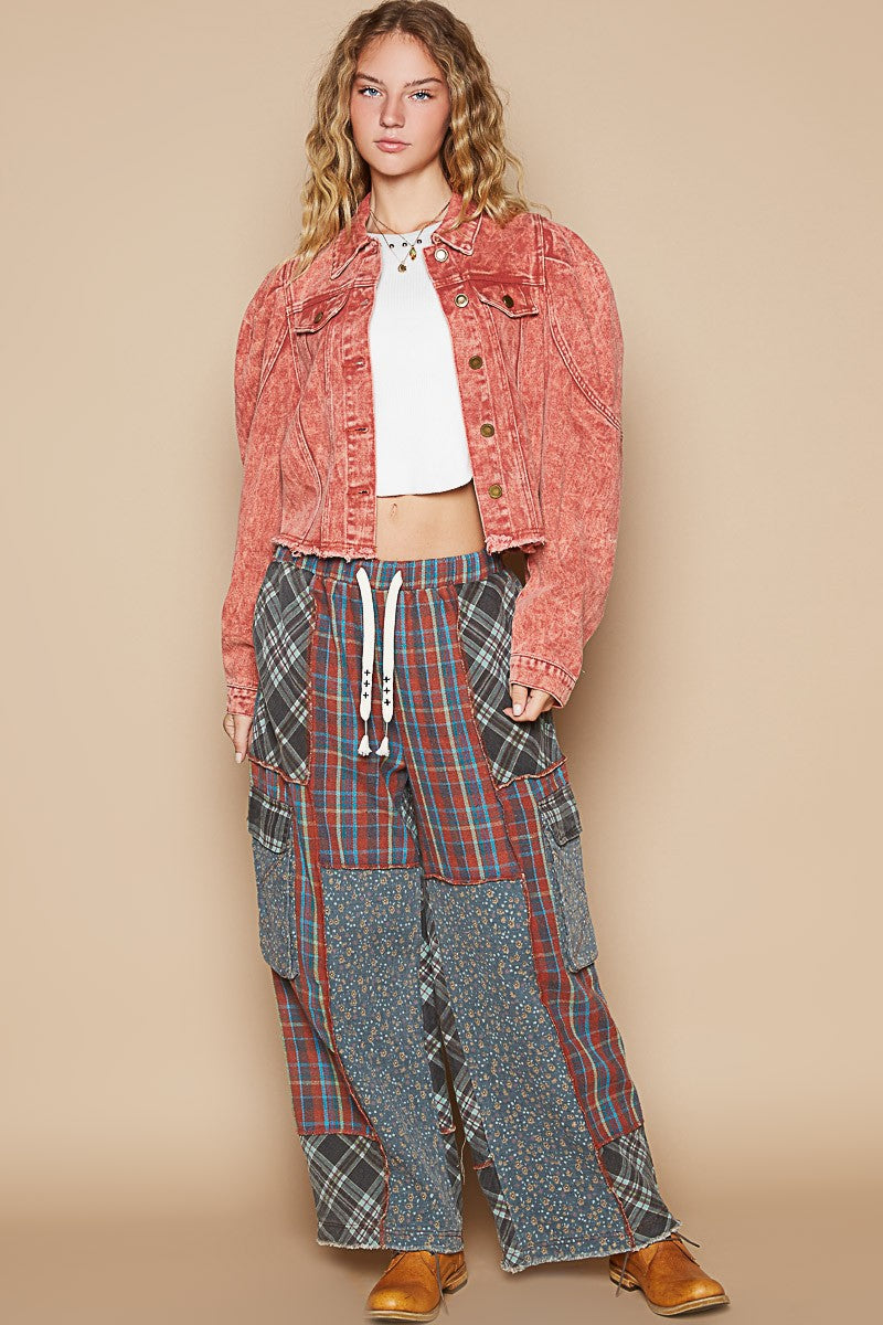 POL Raw Hem Button Up Cropped Denim Jacket - ShopEasier