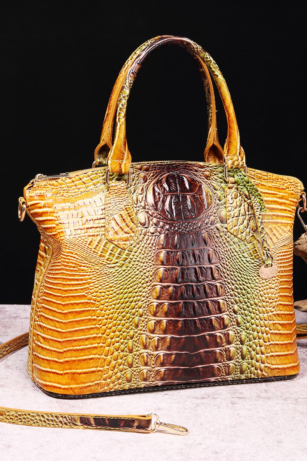 Ombre PU Leather Tote Bag