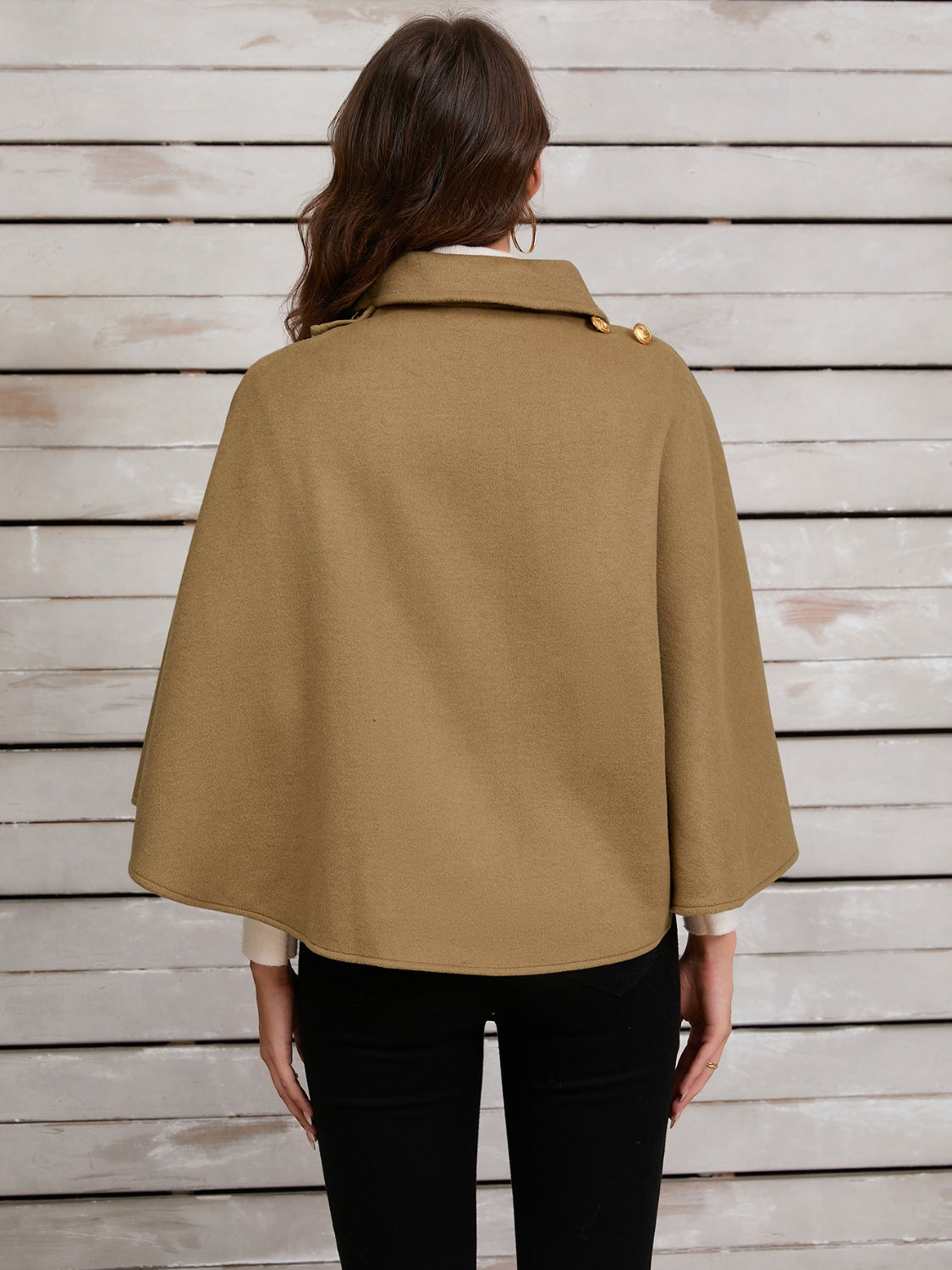 Collared Neck Cropped Cape - ShopEasier