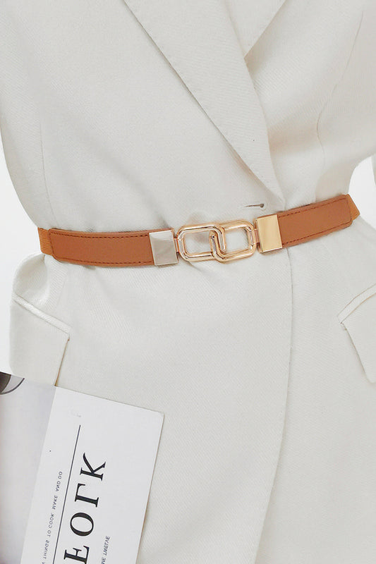 Stylish Geometric Double Buckle Stretch Belt