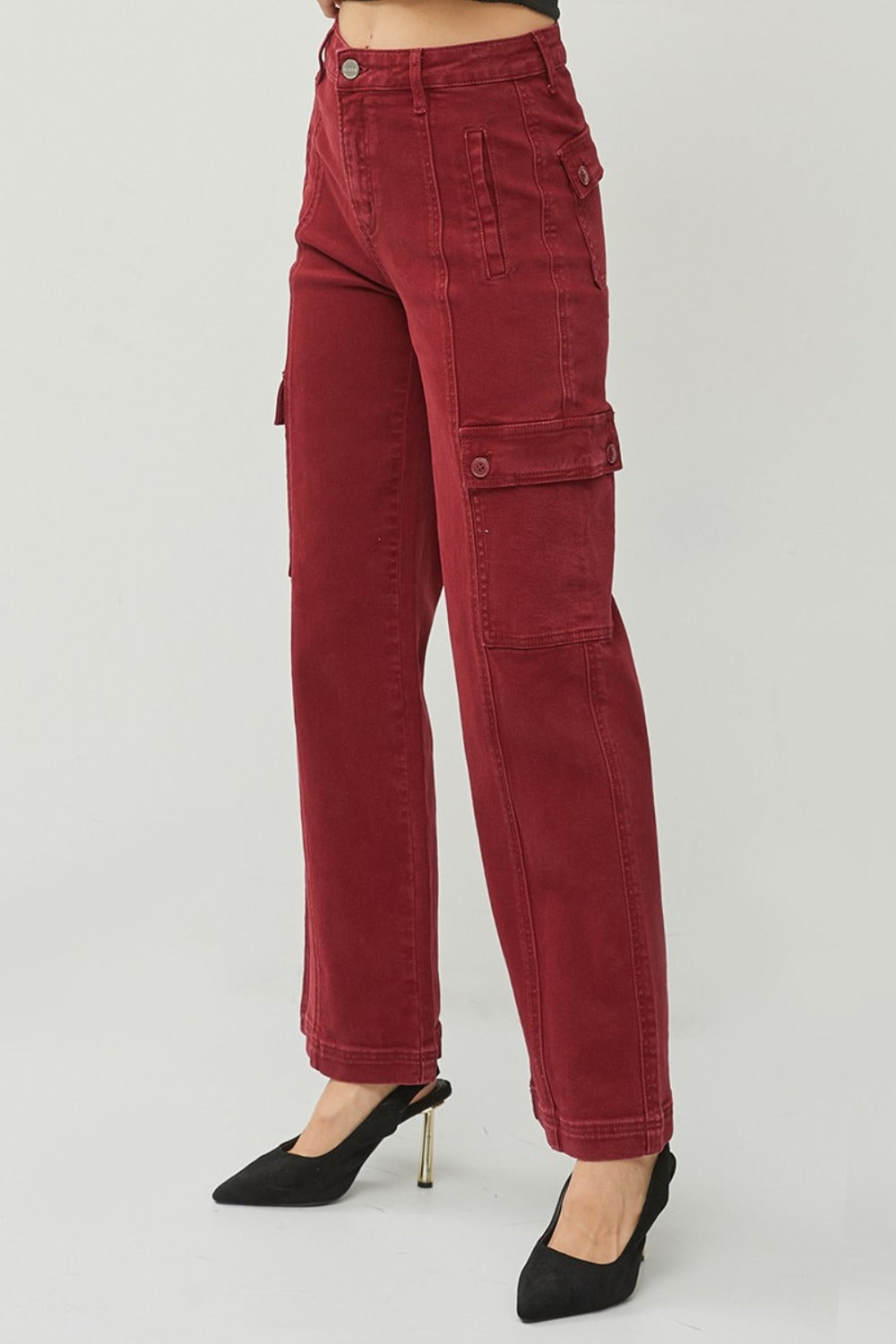 RISEN Full Size High Rise Wide Leg Cargo Jeans - ShopEasier