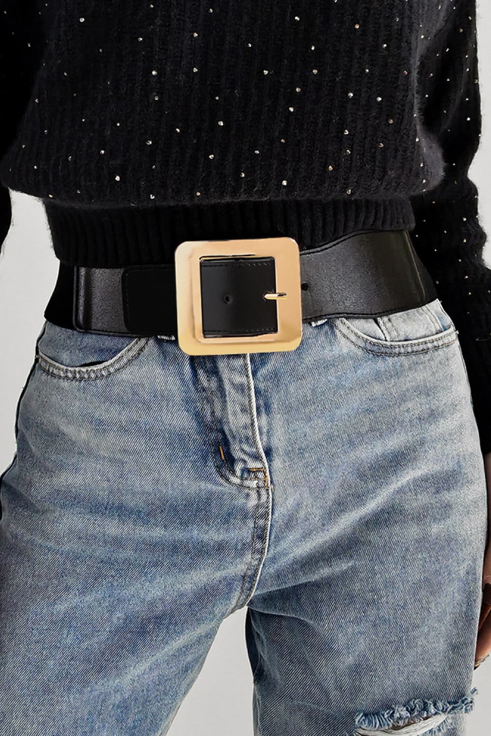 Stylish PU Leather Belt with Alloy Buckle