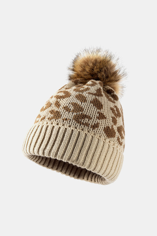 Leopard Pom-Pom Cuffed Beanie - ShopEasier