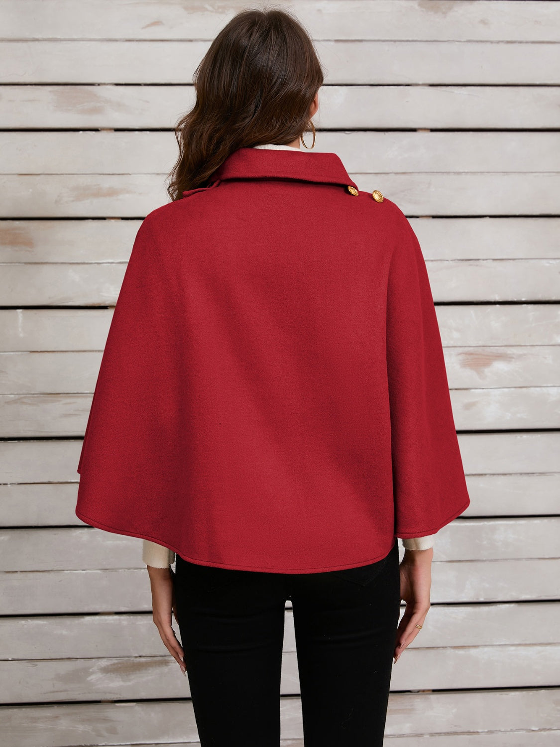 Collared Neck Cropped Cape - ShopEasier