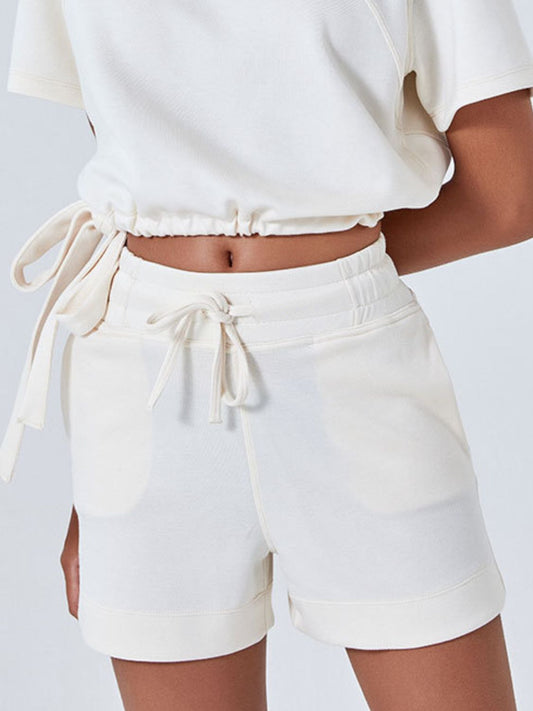 Casual Opaque Drawstring Shorts with Convenient Pockets