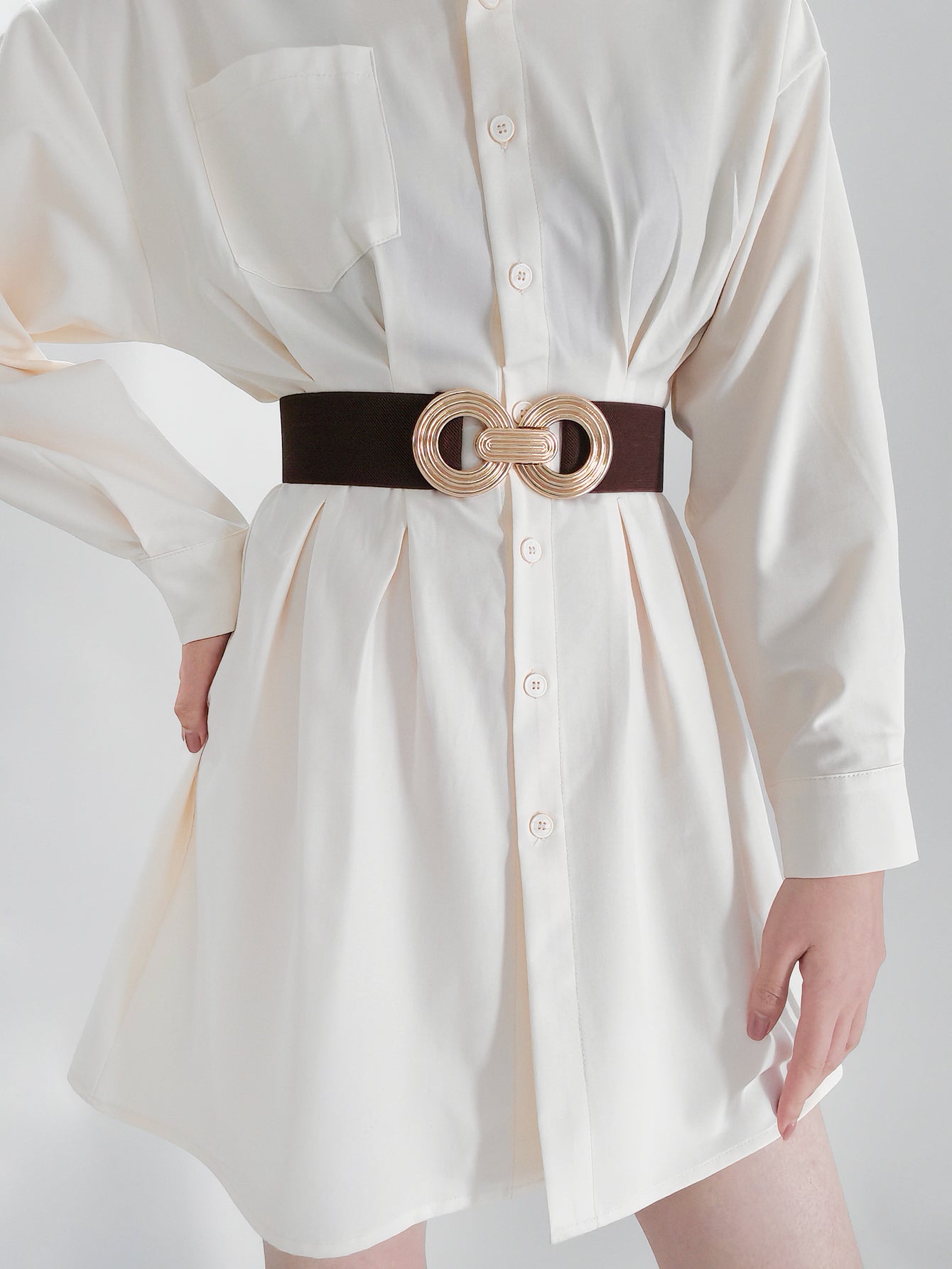 Geometric Alloy Buckle Stretch Belt