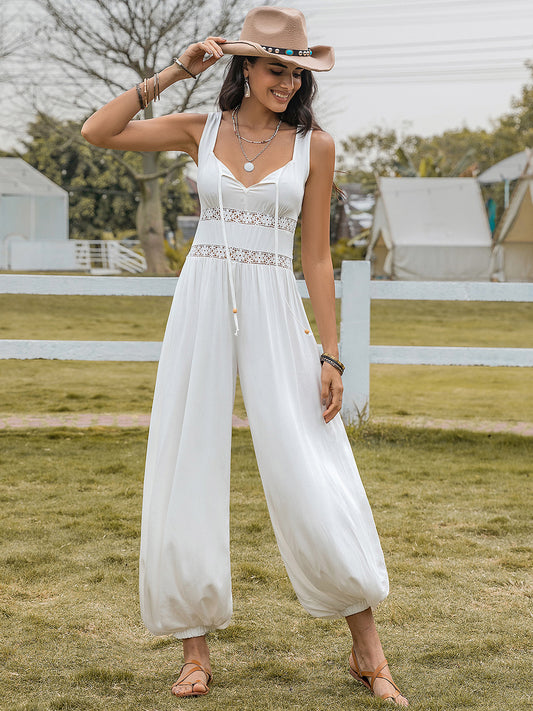 Backless Wide Strap Wide Leg Jumpsuit - ShopEasier