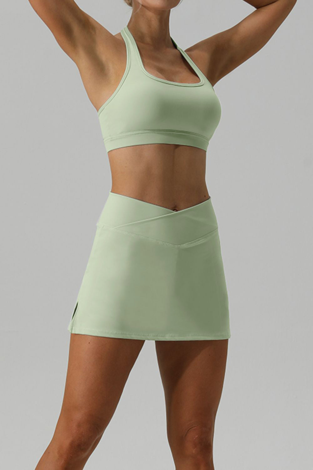 Halter Neck Tank and Slit Skirt Active Set - ShopEasier