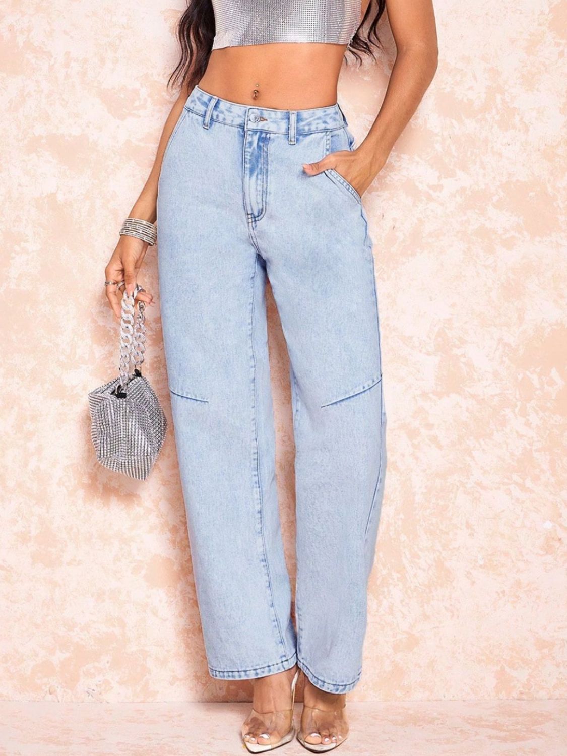 Straight Leg Jeans with Pockets - ShopEasier