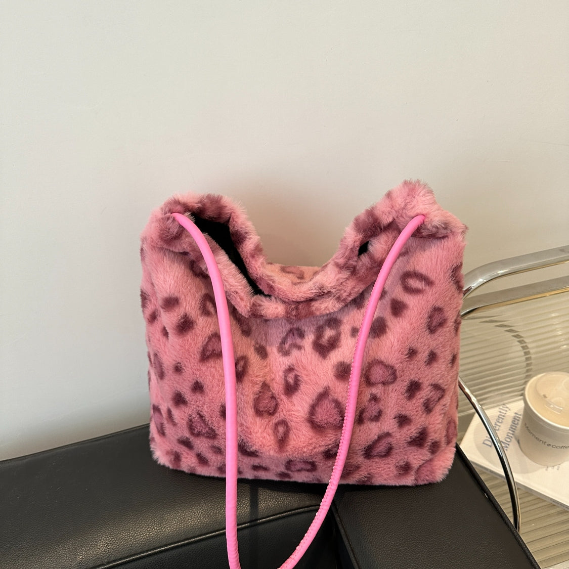 Wild Print Plush Shoulder Bag