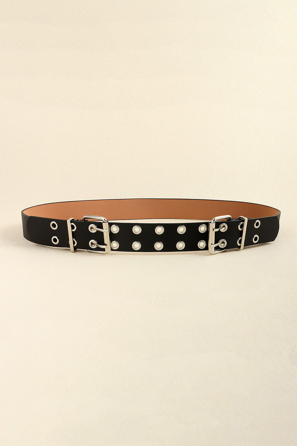 PU Leather Double Row Eyelet Belt