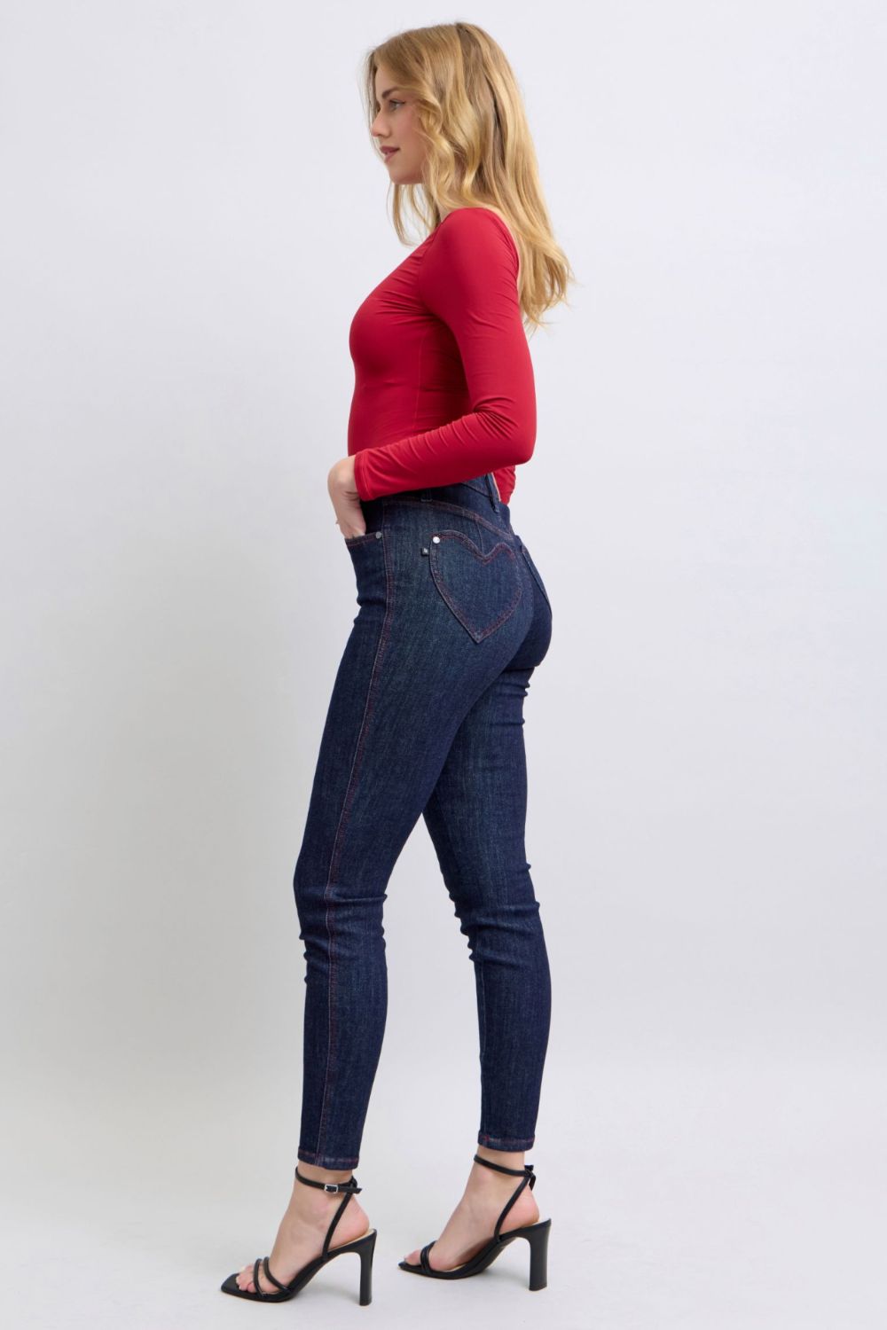 Judy Blue Full Size Heart Shaped Back Pockets Skinny Jeans - ShopEasier