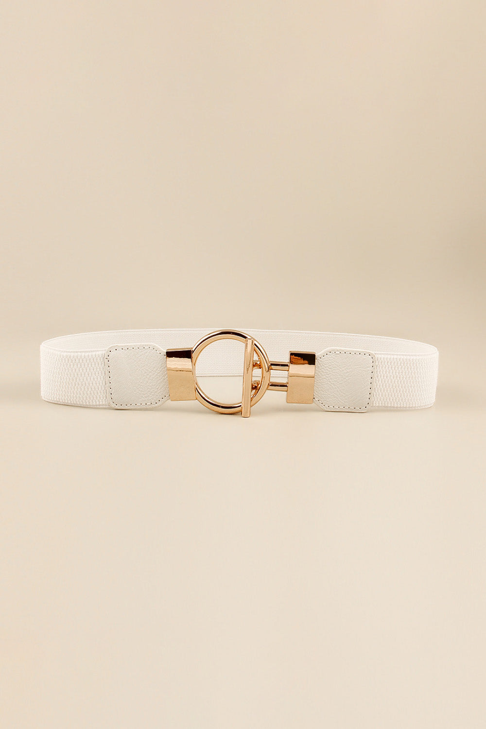 Round Zinc Alloy Buckle PU Leather Belt