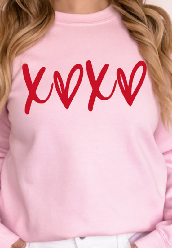 XOXO Love Heart Graphic Drop Shoulder Sweatshirt for Valentine's Day