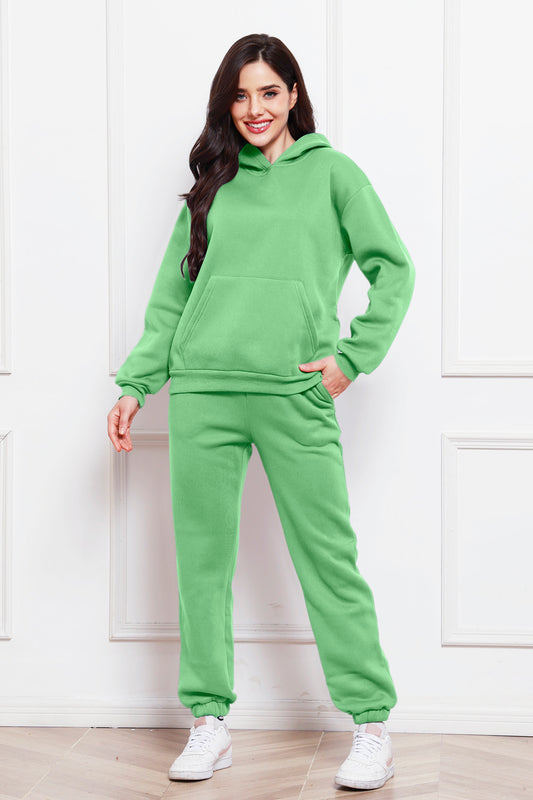 Casual Drop Shoulder Hoodie and Jogger Set