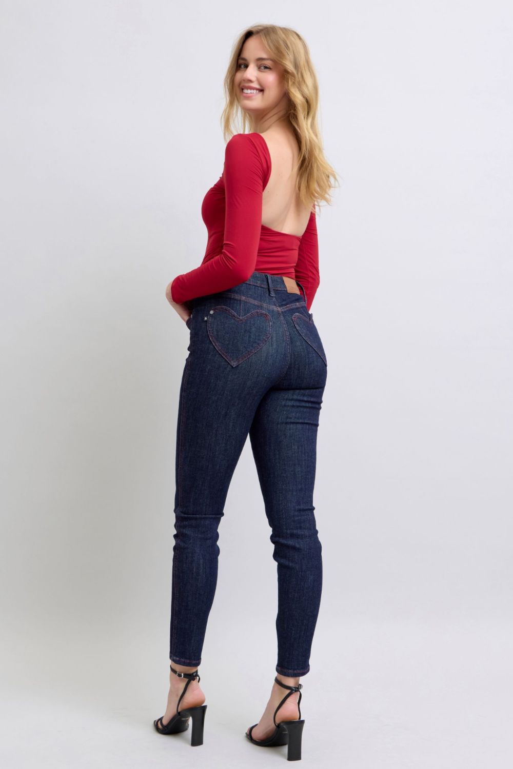 Judy Blue Full Size Heart Shaped Back Pockets Skinny Jeans - ShopEasier