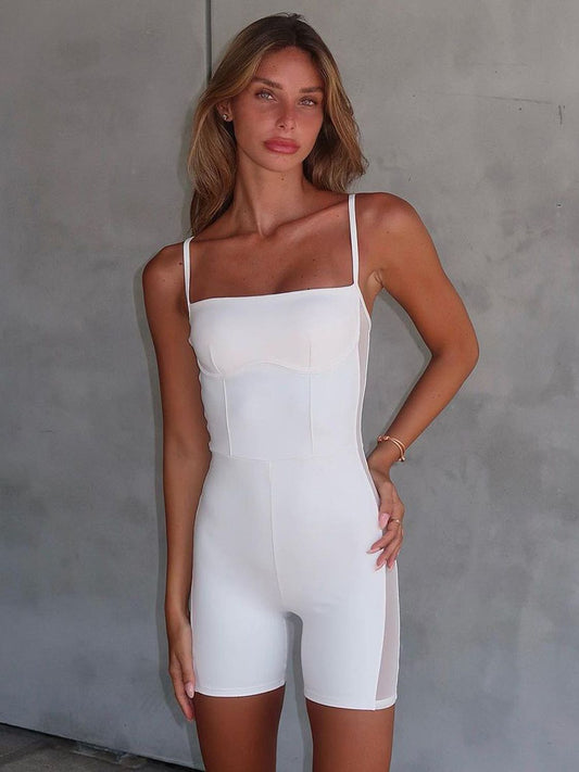 Perfee Square Neck Spaghetti Strap Romper - ShopEasier