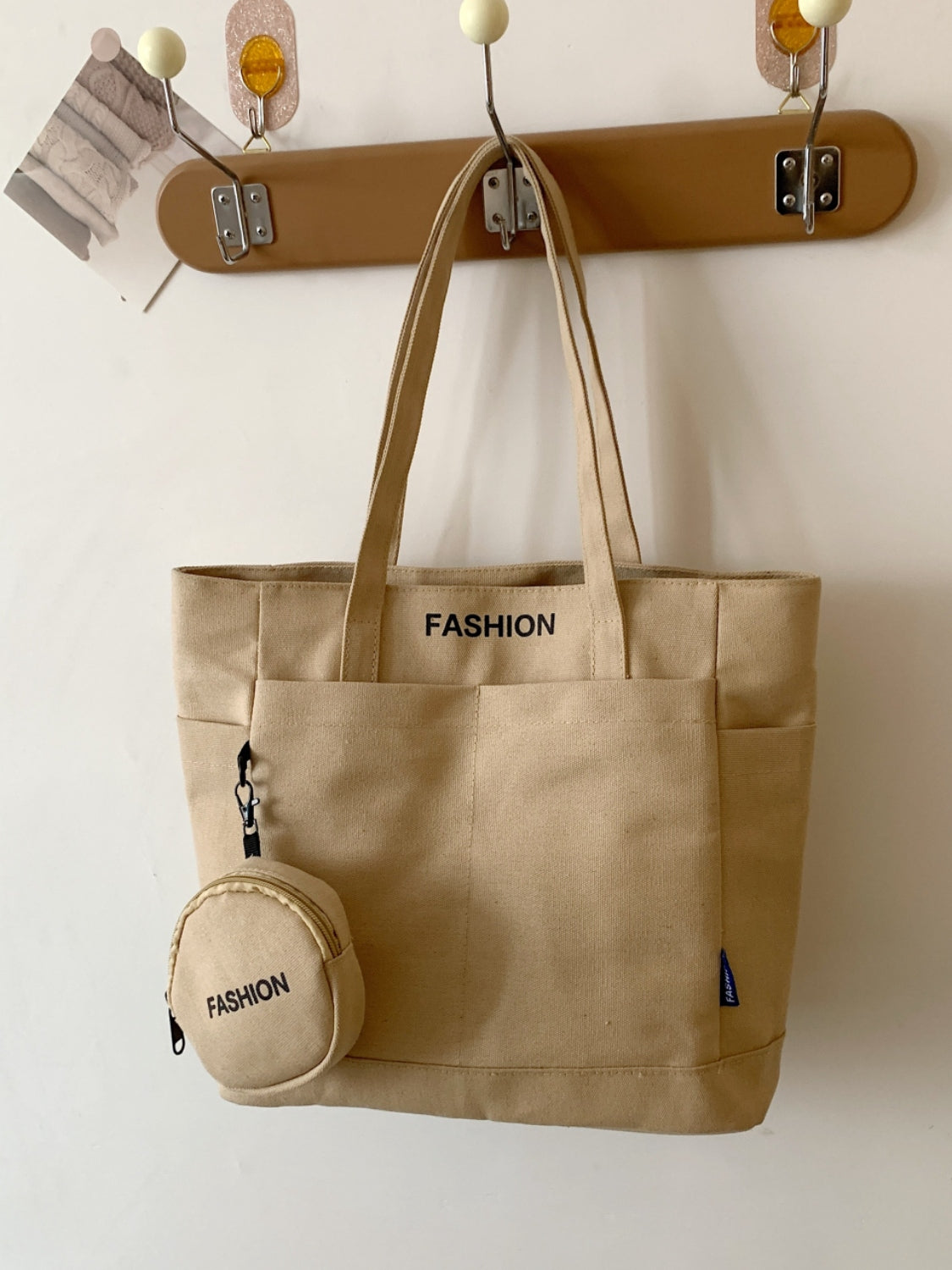 Large Canvas Tote Bag with Convenient Pouch