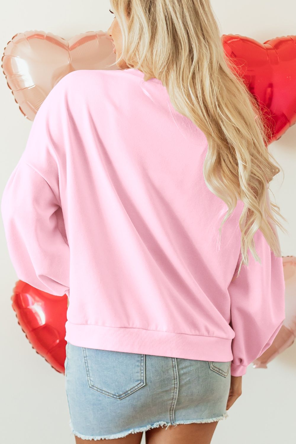 Bow Detail Opaque Long Sleeve Pullover Sweatshirt