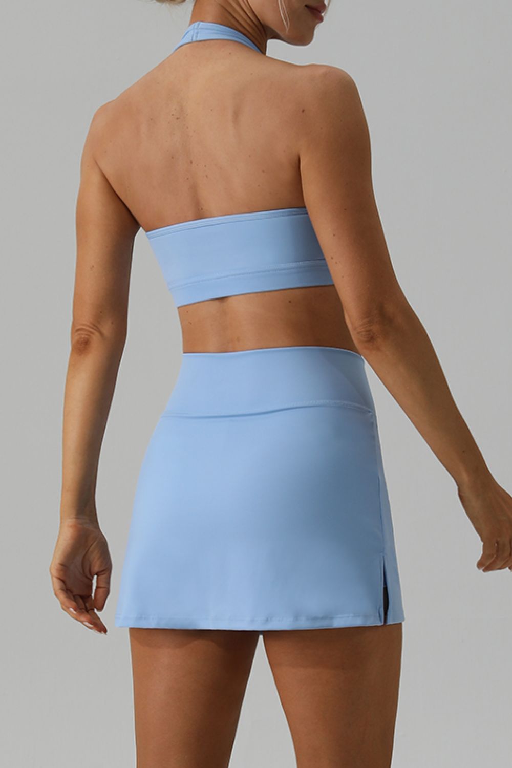 Halter Neck Tank and Slit Skirt Active Set - ShopEasier