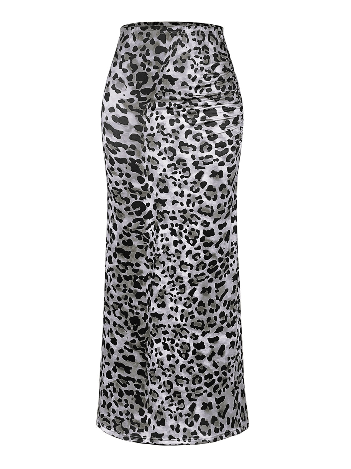 Honey Leopard Print Midi Skirt with Slit Detail