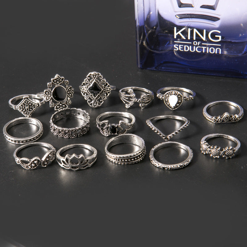 15 Piece Alloy Vintage Ring Set - ShopEasier