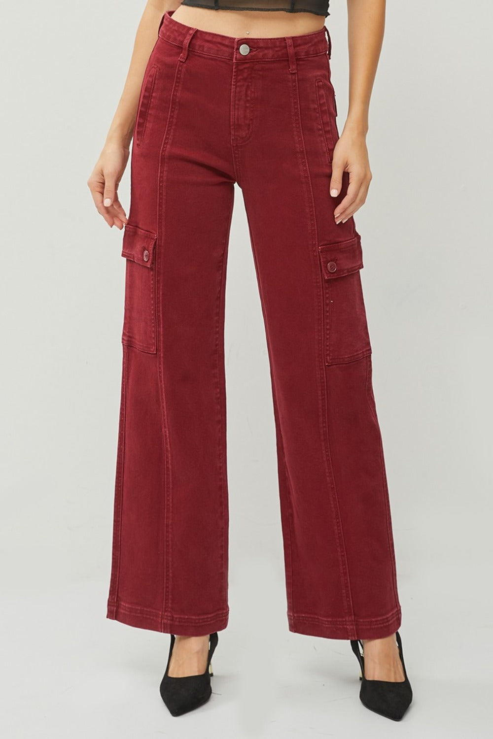 RISEN Full Size High Rise Wide Leg Cargo Jeans - ShopEasier