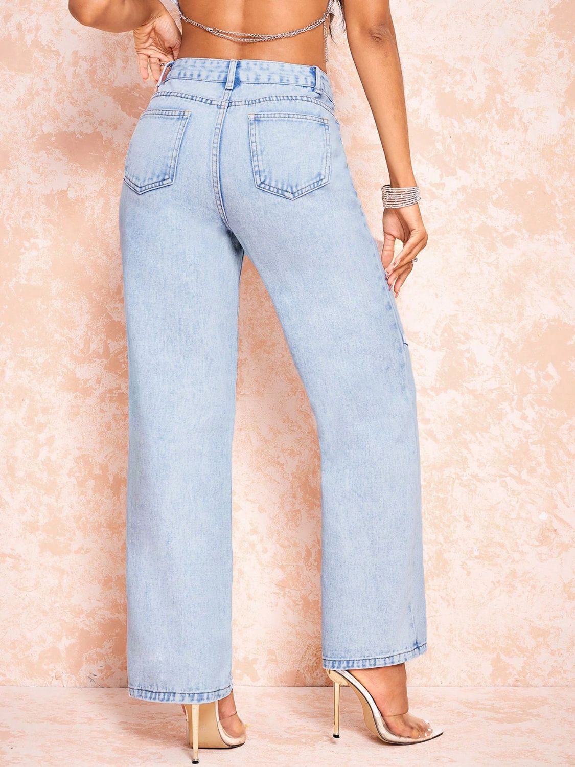 Straight Leg Jeans with Pockets - ShopEasier