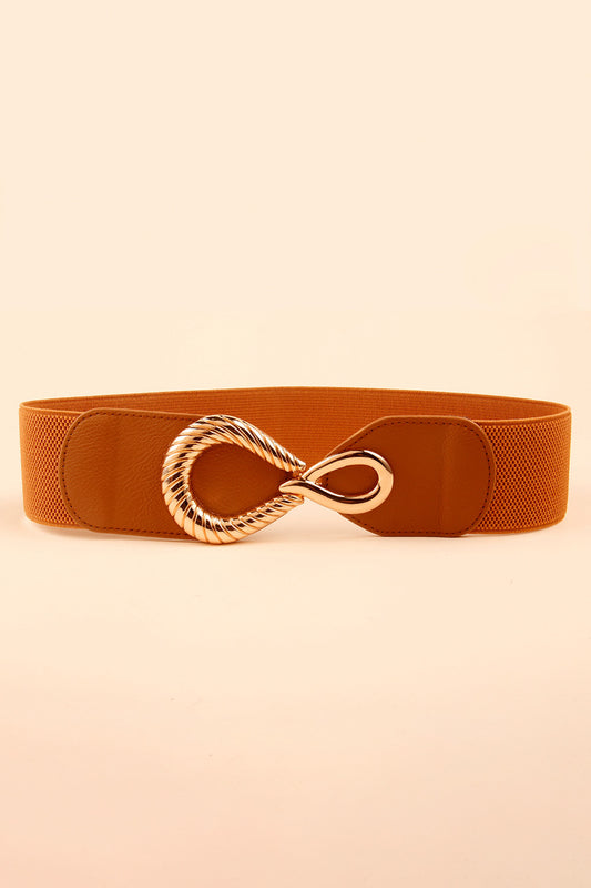 Elastic Ribbed Belt with Alloy Buckle