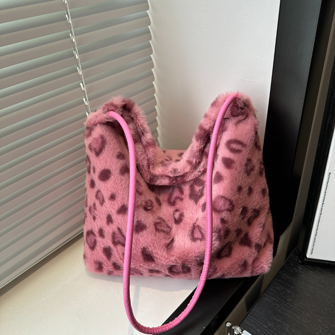 Wild Print Plush Shoulder Bag